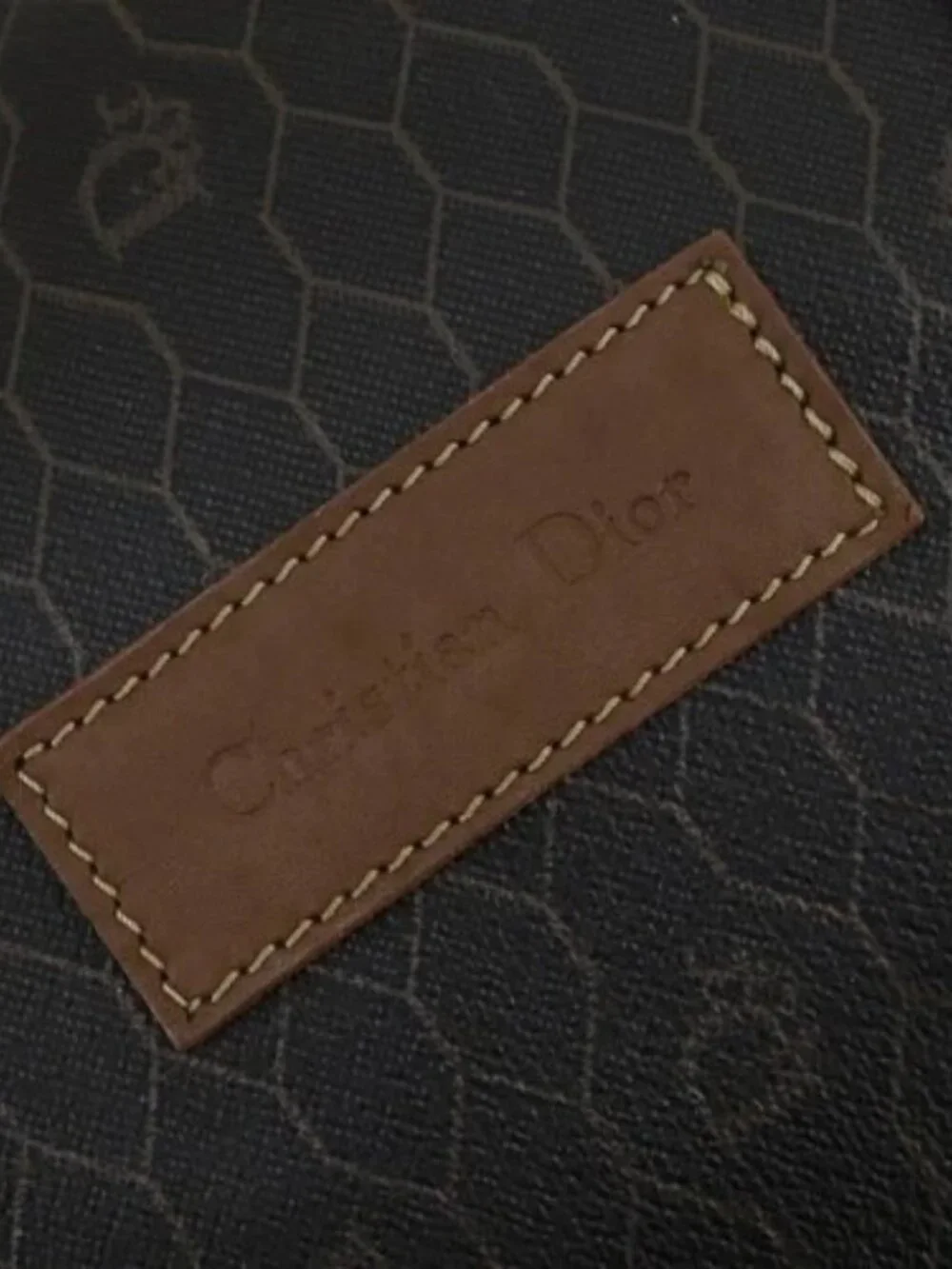 Christian Dior Honeycomb Canvas Boston Bag PVC Black Gold Auth ep12688 - Picture 9 of 16